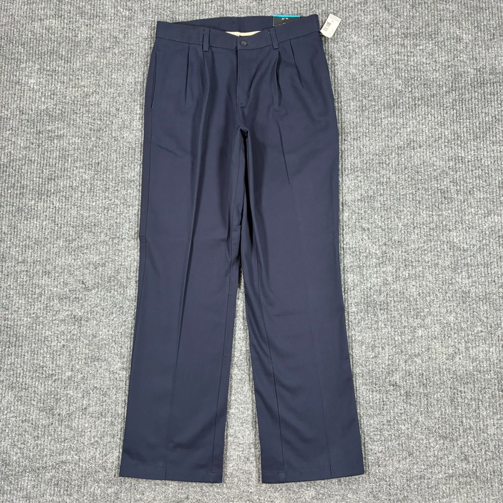 Dockers Womens Dress Pants Size 18 Regular Navy Blue 100% Cotton Pleated Front